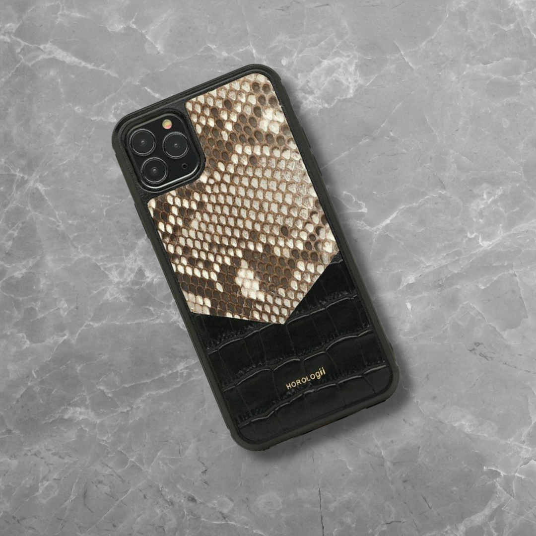 Personalizable Python x Crocodile Leather iPhone Case – Leather iPhone 14 Plus / Black Personalizable Python x Crocodile Leather iPhone Case – Leather iPhone 14 Plus / Black
