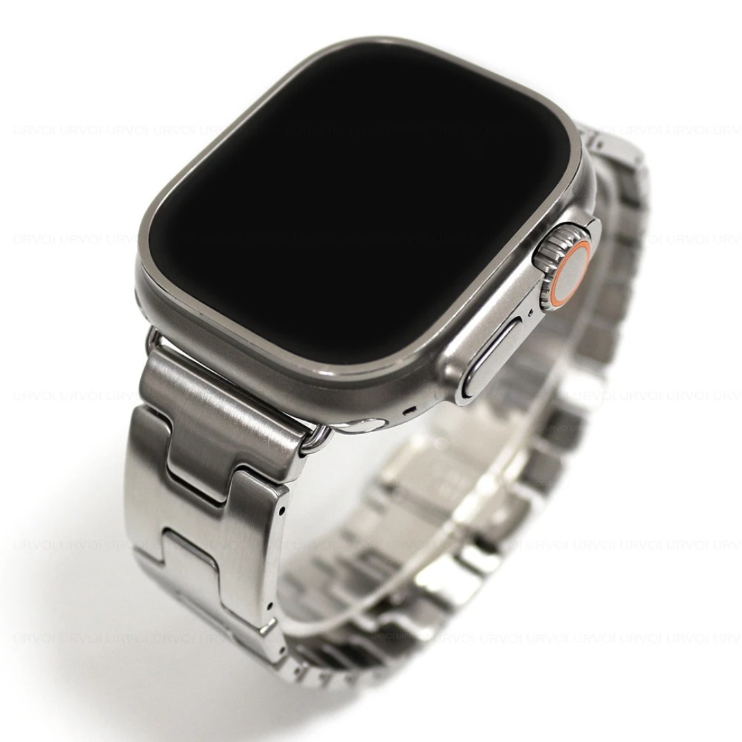 Grand H Satine Band | Luxury Stainless Steel Band for Apple Watch Series & Ultra