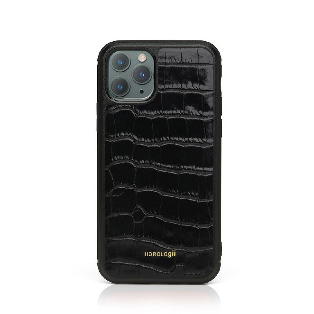 Personalizable: Genuine leather iPhone case with Crocodile Design - Apple iPhone