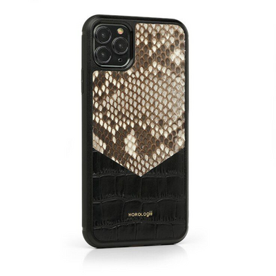 Personalizable: Genuine Leather Mobile Phone Case - Python x Crocodile for Apple iPhone