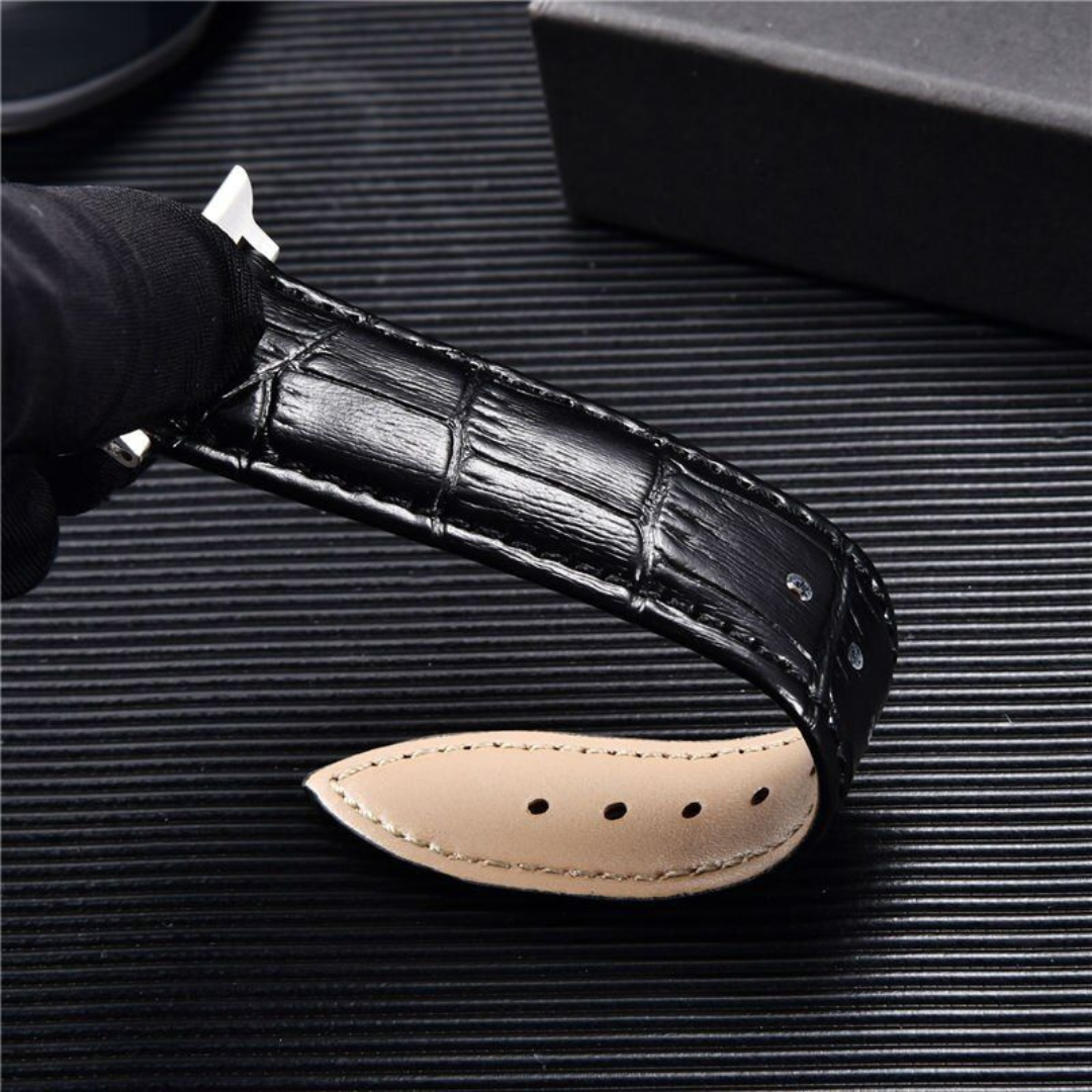 Buy genuine leather bracelet with butterfly clasp for Apple Watch