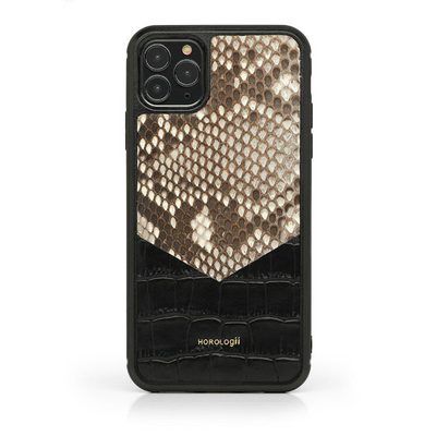 Personalizable: Genuine Leather Mobile Phone Case - Python x Crocodile for Apple iPhone