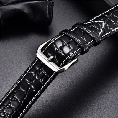 Genuine Leather Strap with Butterfly Closure - Crocodile Design for Apple Watch Series & Ultra