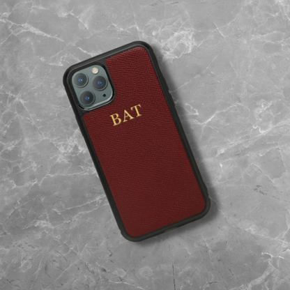 Personalizable: Genuine leather phone case - [initials] for Apple iPhone